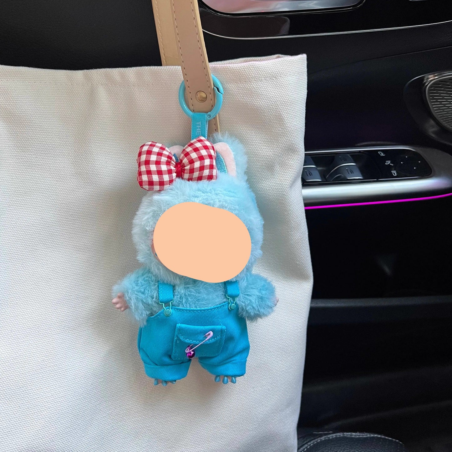 Blue Overalls + Hairbow Labubo Clothes Keychain Labubo Clothing Labubo Keychain Labubo Clothing