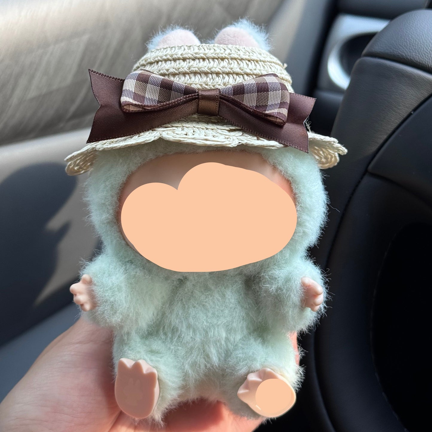 Plaided Bow Straw Hat Labubo Clothes Keychain Labubo Clothing Labubo Keychain Labubo Clothing