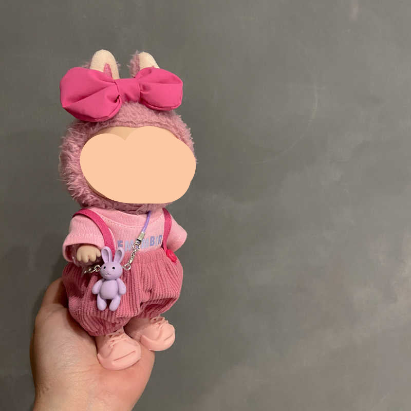 Labubo Clothes Pink overalls 17cm Labubo Clothing Have a Seat Labubo Doll Clothes