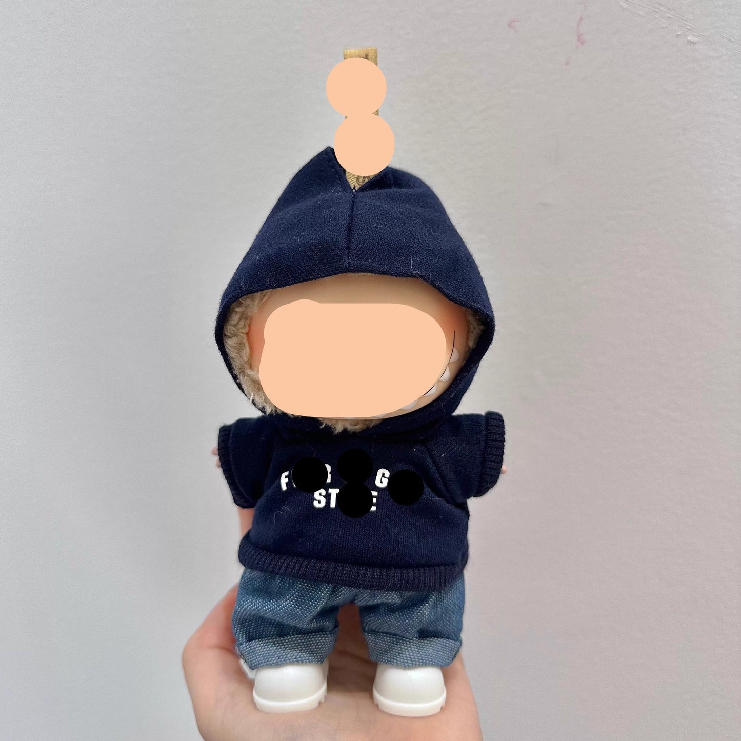 Labubo Clothes 17cm Labubo Clothing Hoodie+ Jeans Have a Seat Labubo Doll Clothes