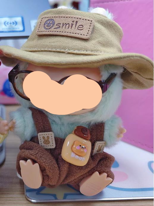 Bear Overalls with Glasses Hat Have a Seat Labubo Doll Clothes Macaron Clothes for Labubo Keychain Labubo Clothes 17cm Labubo Clothing