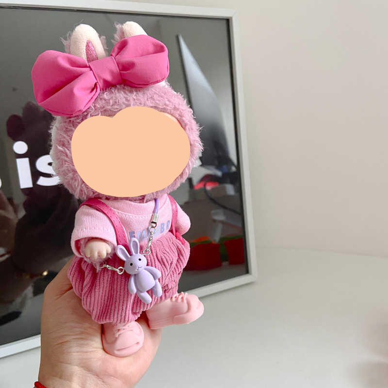 Labubo Clothes Pink overalls 17cm Labubo Clothing Have a Seat Labubo Doll Clothes