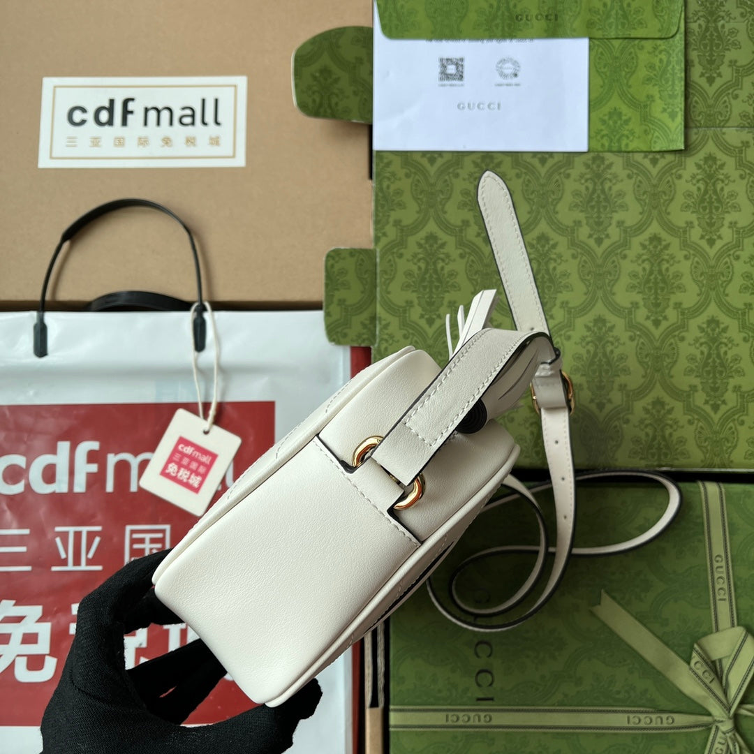 luxury Blondie Small Shoulder White Leather Bag - 21x15.5x5cm
