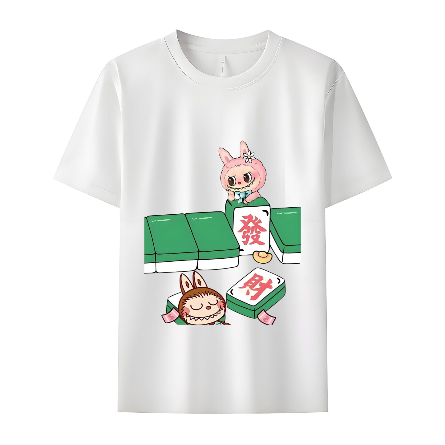 Mahjong Labubu The Monsters Crew Neck半袖TシャツLabubu Lover Gifts for Girlend