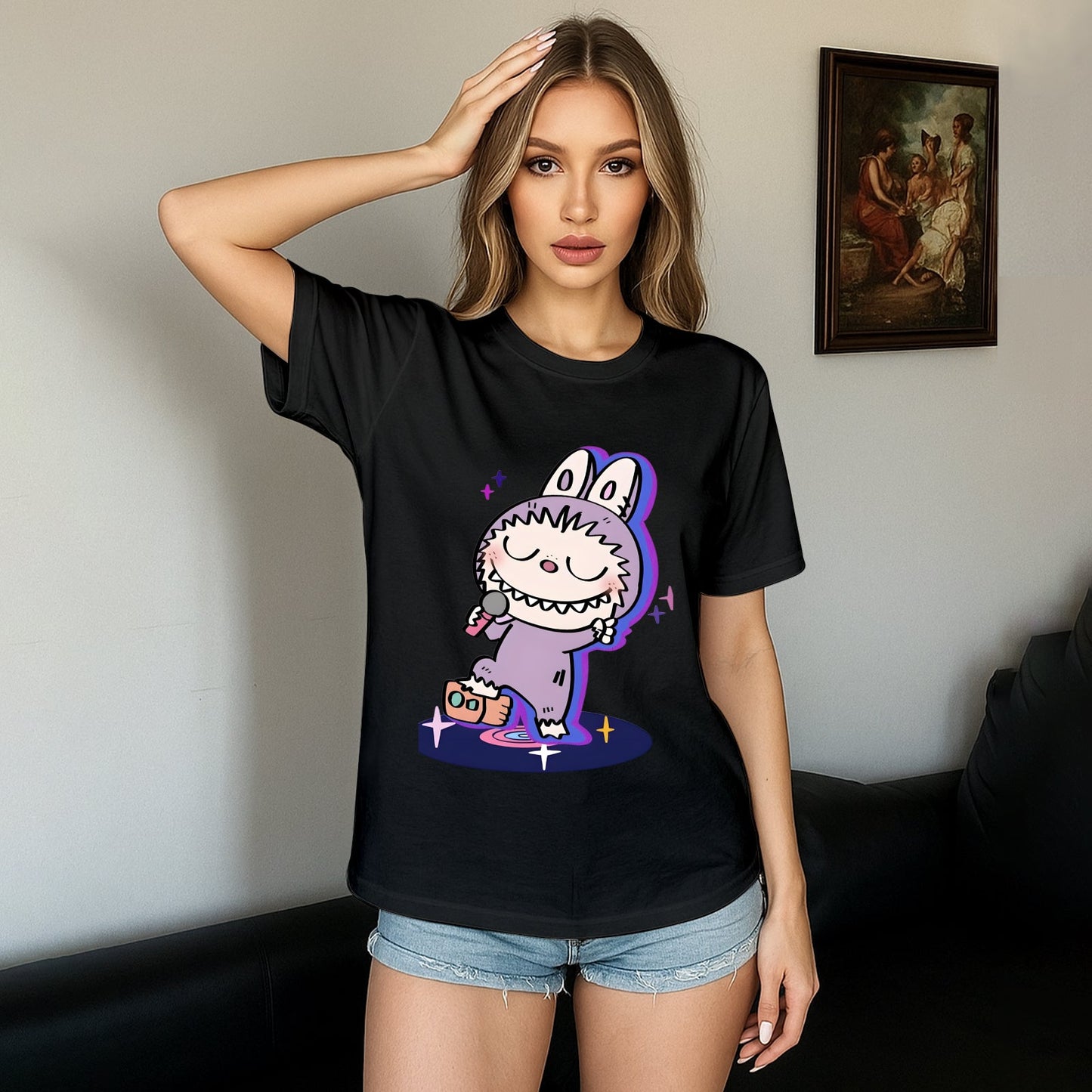 Camiseta de manga corta de Monsters Labubu the Monsters Crew Crew para regalos de Labubu Lover para novia