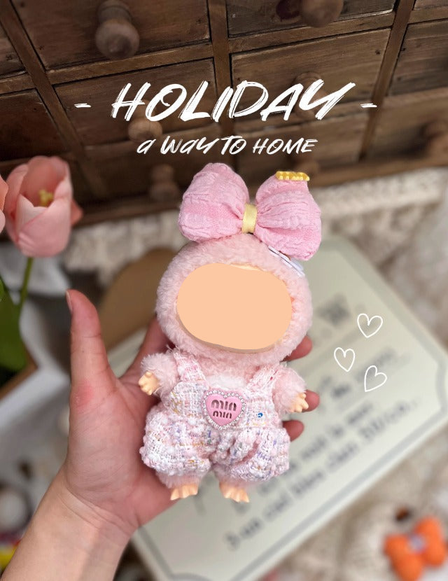 Clothes Labubo Purple Bodysuit With Hairbow Keychain Labubo Clothing Macaron Clothes for Labubo