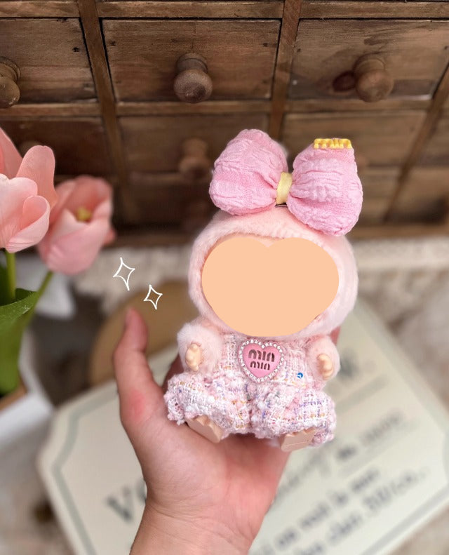Clothes Labubo Purple Bodysuit With Hairbow Keychain Labubo Clothing Macaron Clothes for Labubo