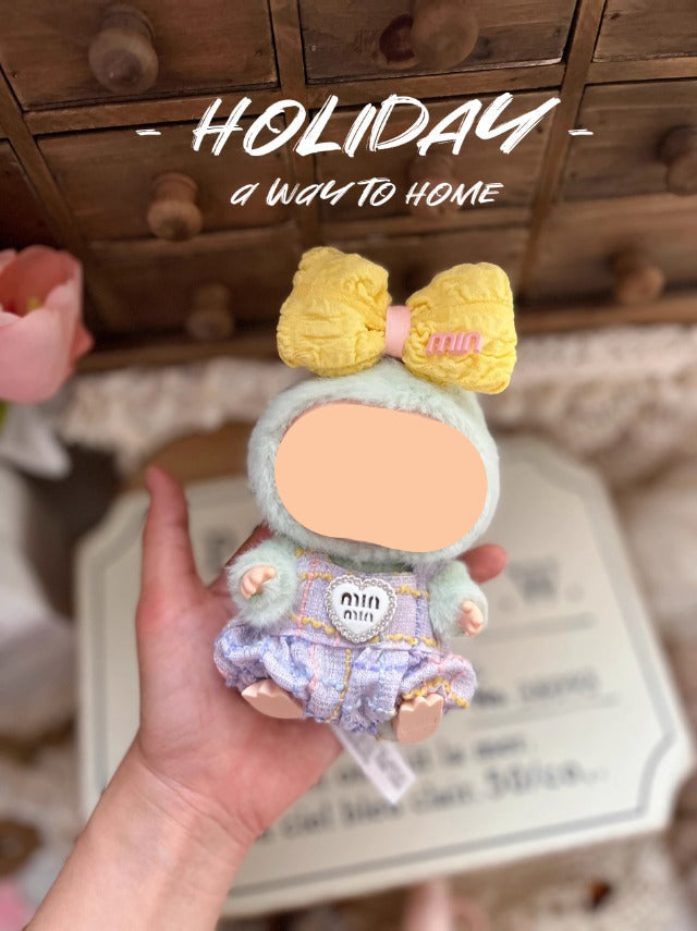 Clothes Labubo Pink Bodysuit With Hairbow Keychain Labubo Clothing Macaron Clothes for Labubo