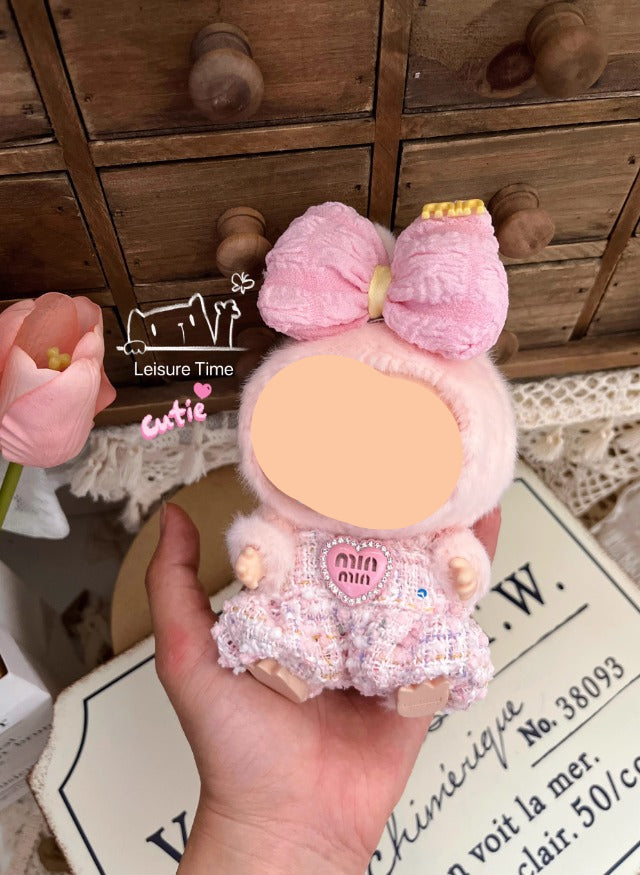 Clothes Labubo Blue Bodysuit With Hairbow Keychain Labubo Clothing Macaron Clothes for Labubo