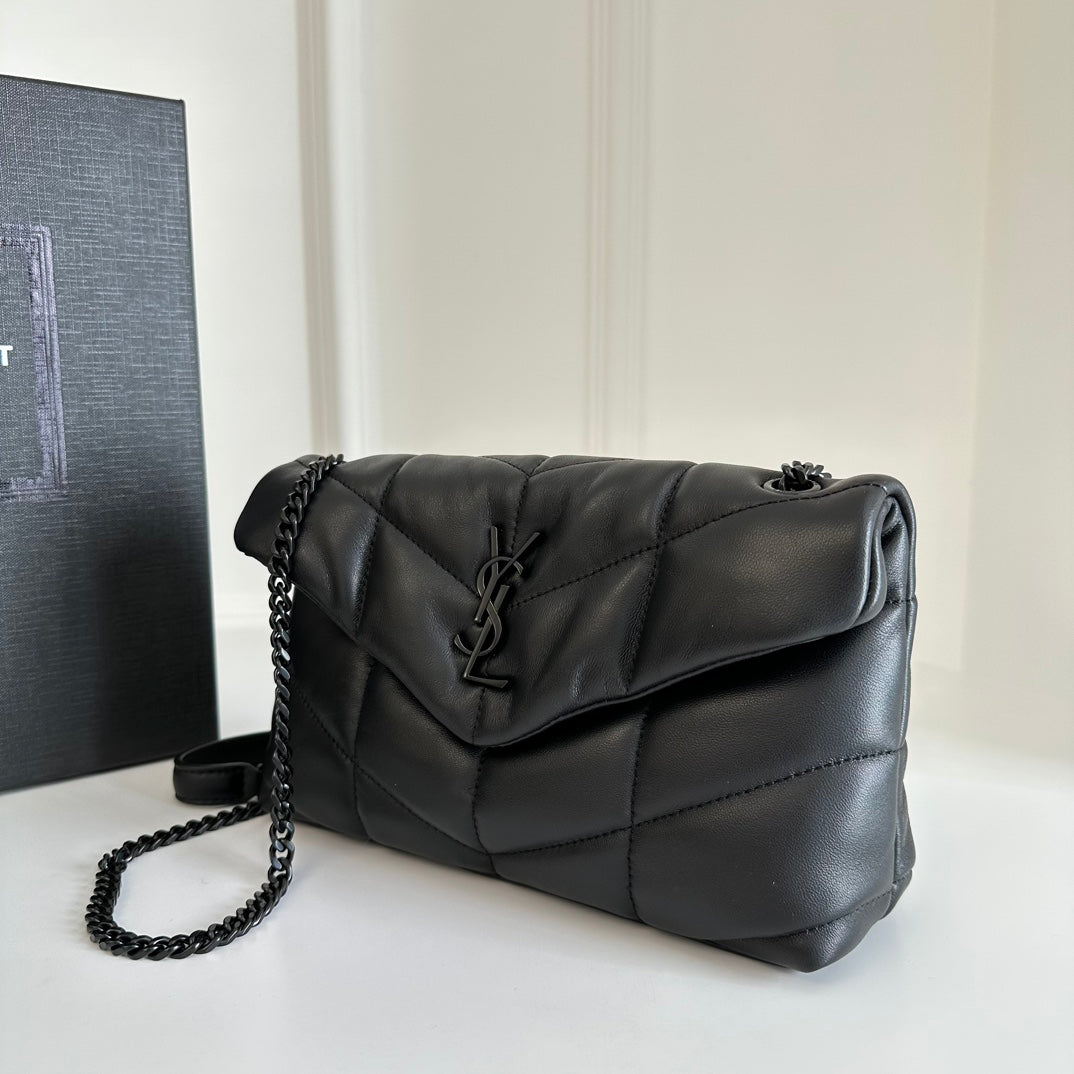 luxury Loulou Puffer Toy Bag In Quilted Lambskin Black Size 23x15.5x8.5