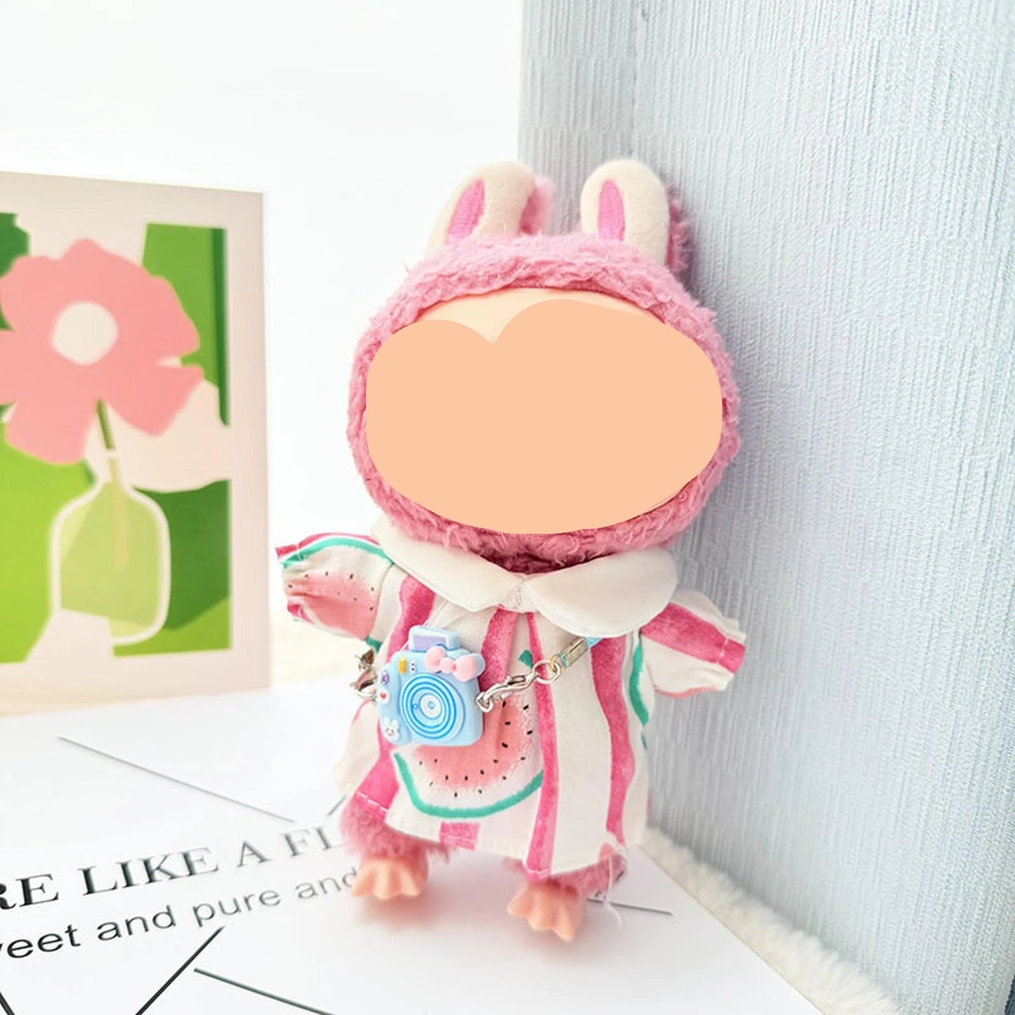 Summer Labubo Clothes Red Watermelon Dress Girl Labubo Outfits Keychain Labubo Clothing