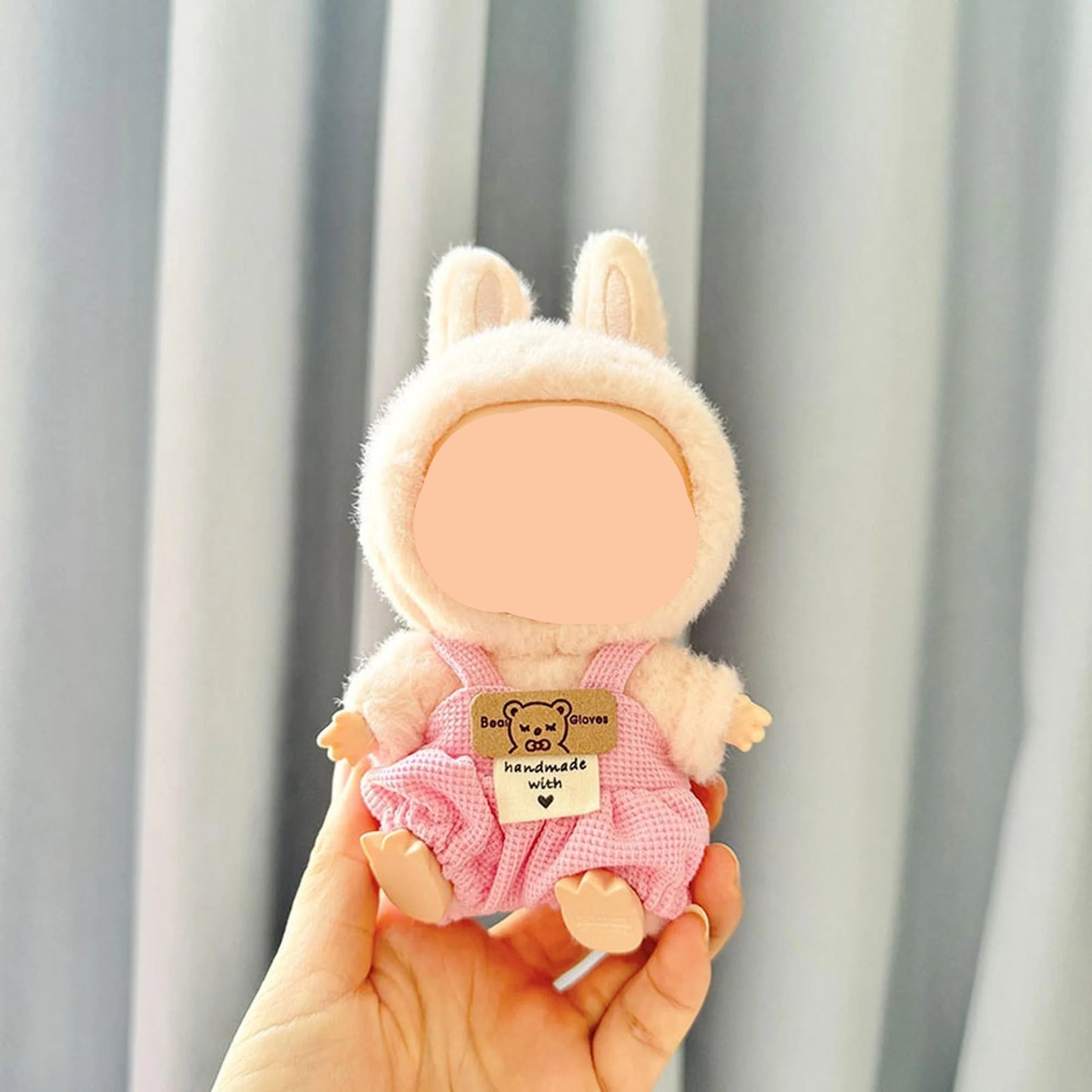 Spring Labubo Clothes Pink Overalls Girl Labubo Outfits Keychain Labubo Clothing