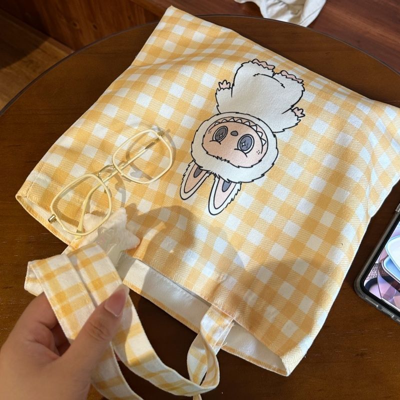 Cute Cartoon Checkered Tote Bag - Perfect for Daily Use