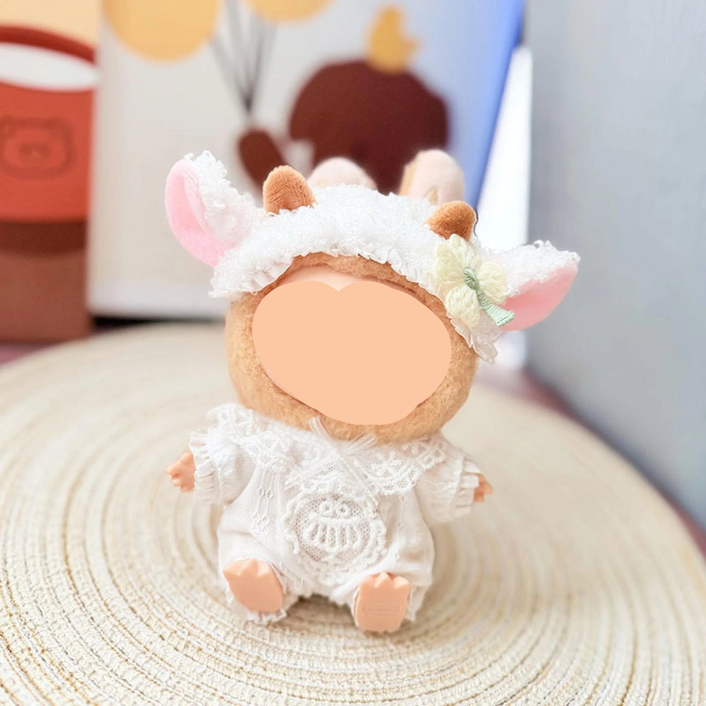 Spring Labubo Clothes White Lamb Bodysuit Girl Labubo Outfits Keychain Labubo Clothing