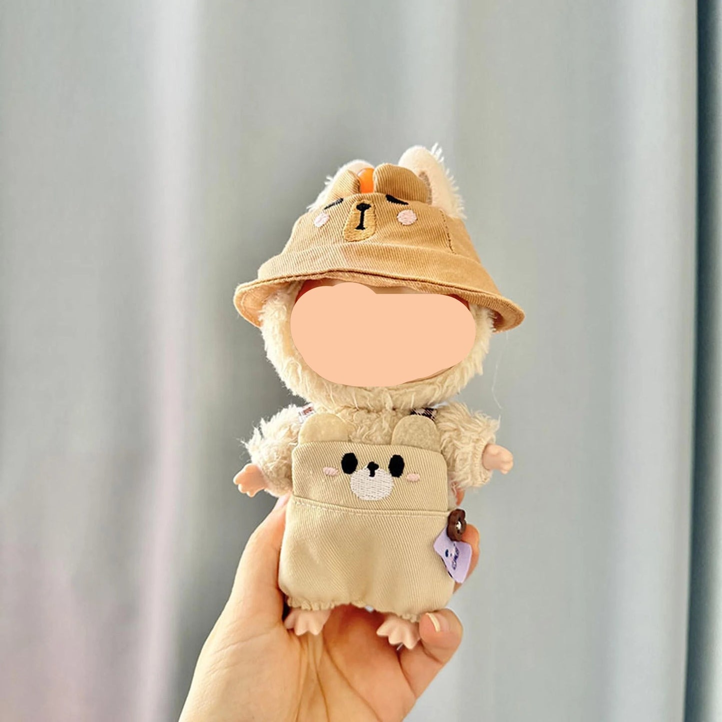 Spring Labubo Clothes Khaki Bear Overalls Boy Labubo Outfits Keychain Labubo Clothing