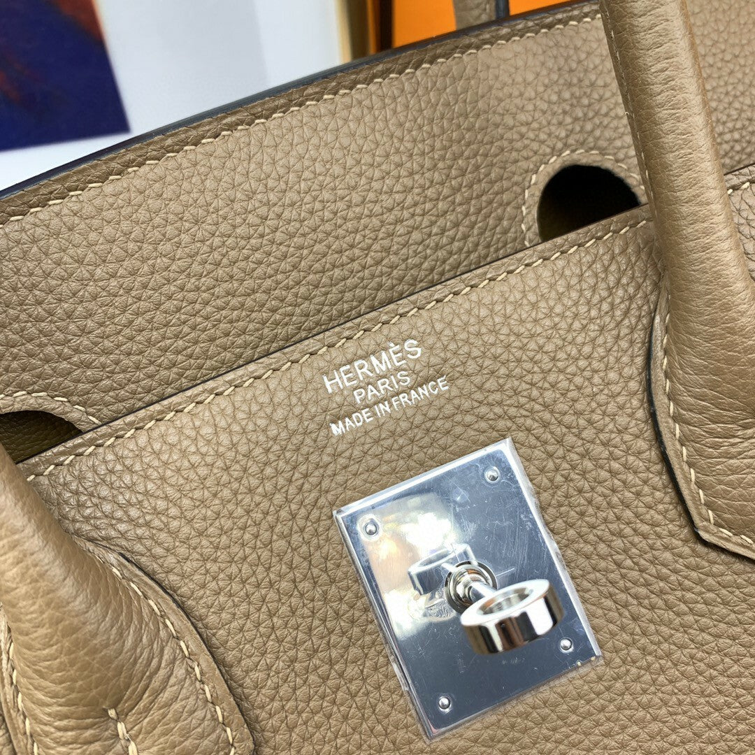 luxury Birkin 30 Togo Etoupe Bag Silver Hardware Handbags (11.8in30cm)