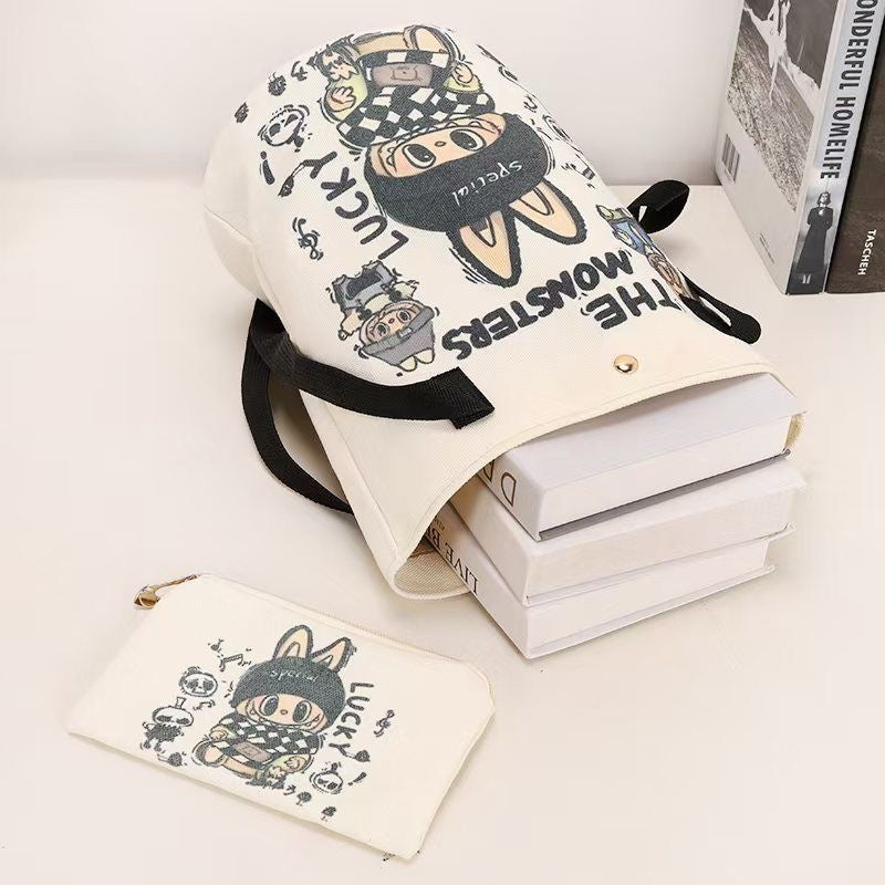 Labbubu Canvas Tote Bag – Cute, Spacious & Versatile!