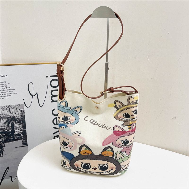 Labubu Cartoon - Printed Bucket Bag A Must - Have for Cute Outings