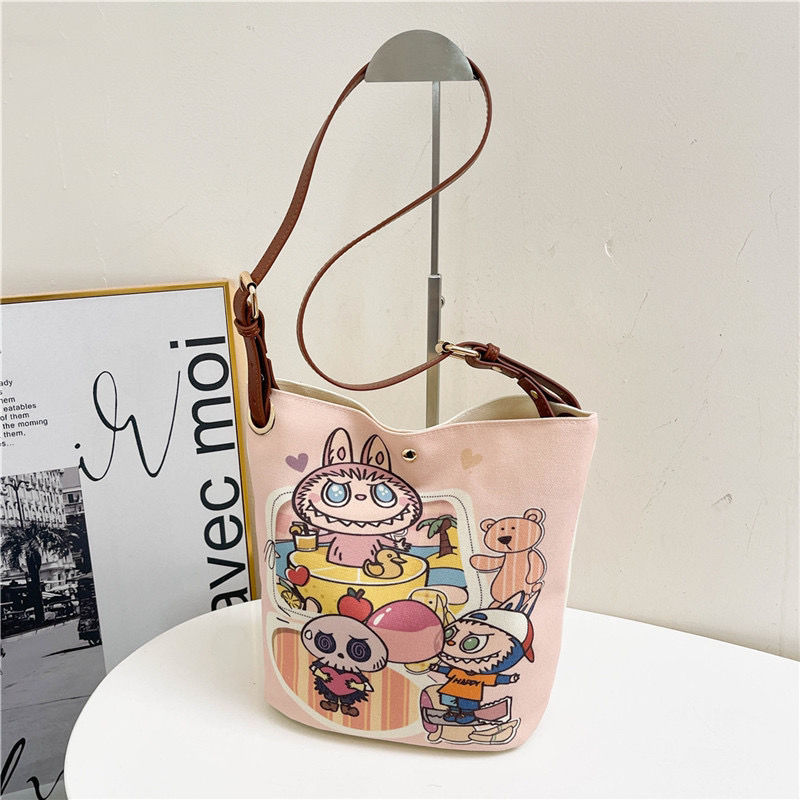 Labubu Cartoon - Printed Bucket Bag A Must - Have for Cute Outings