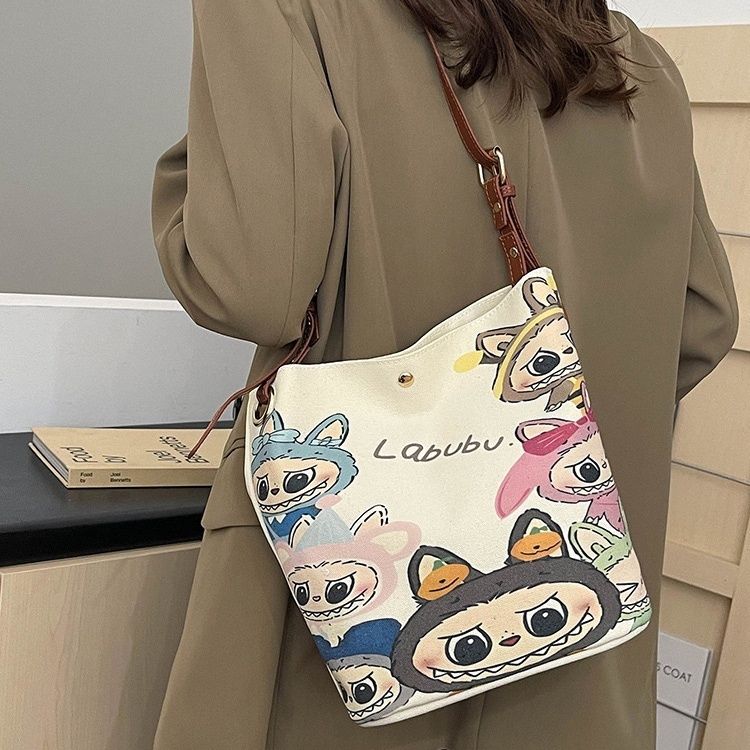 Labubu Cartoon - Printed Bucket Bag A Must - Have for Cute Outings
