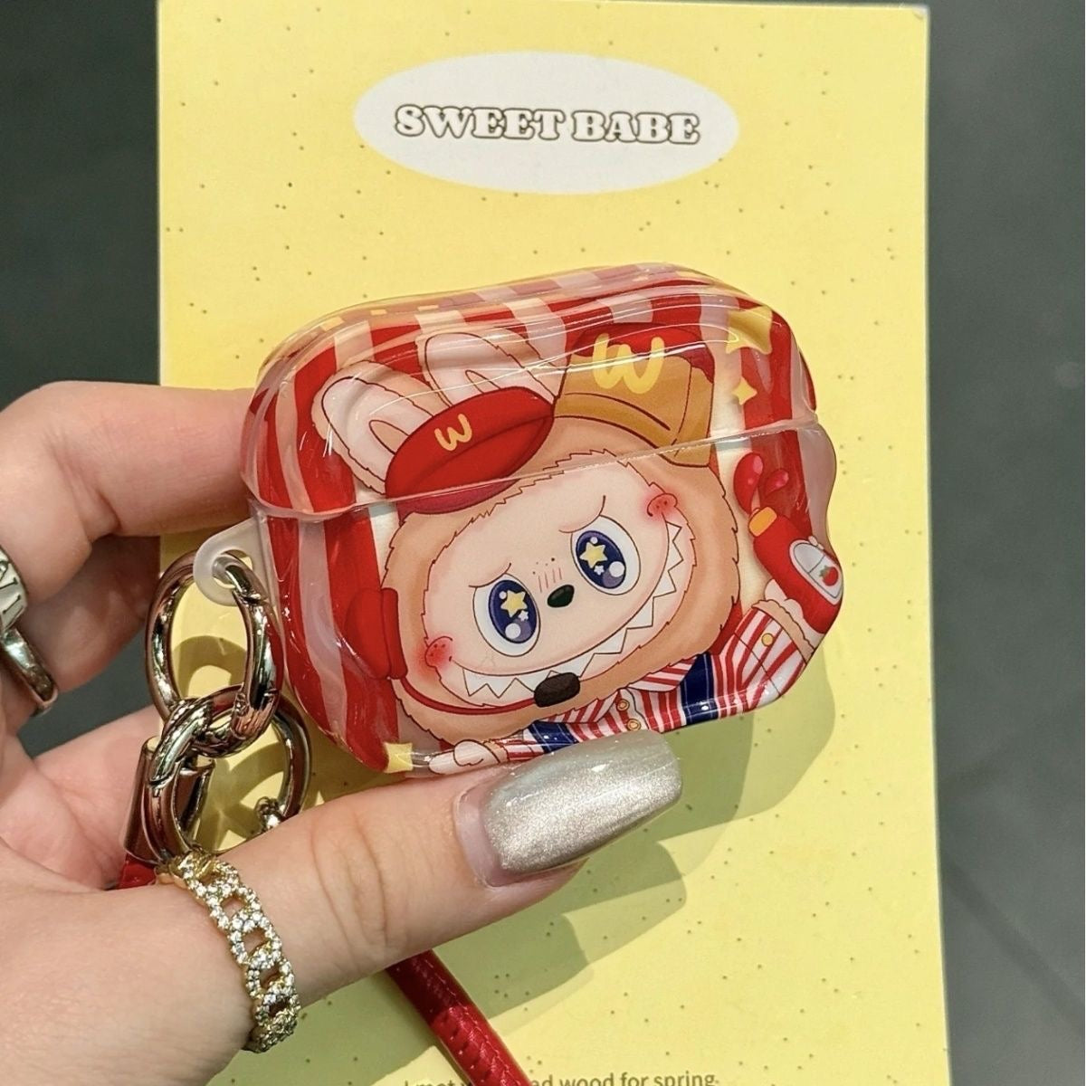 Θήκη AirPods Red Cartoon Labubu