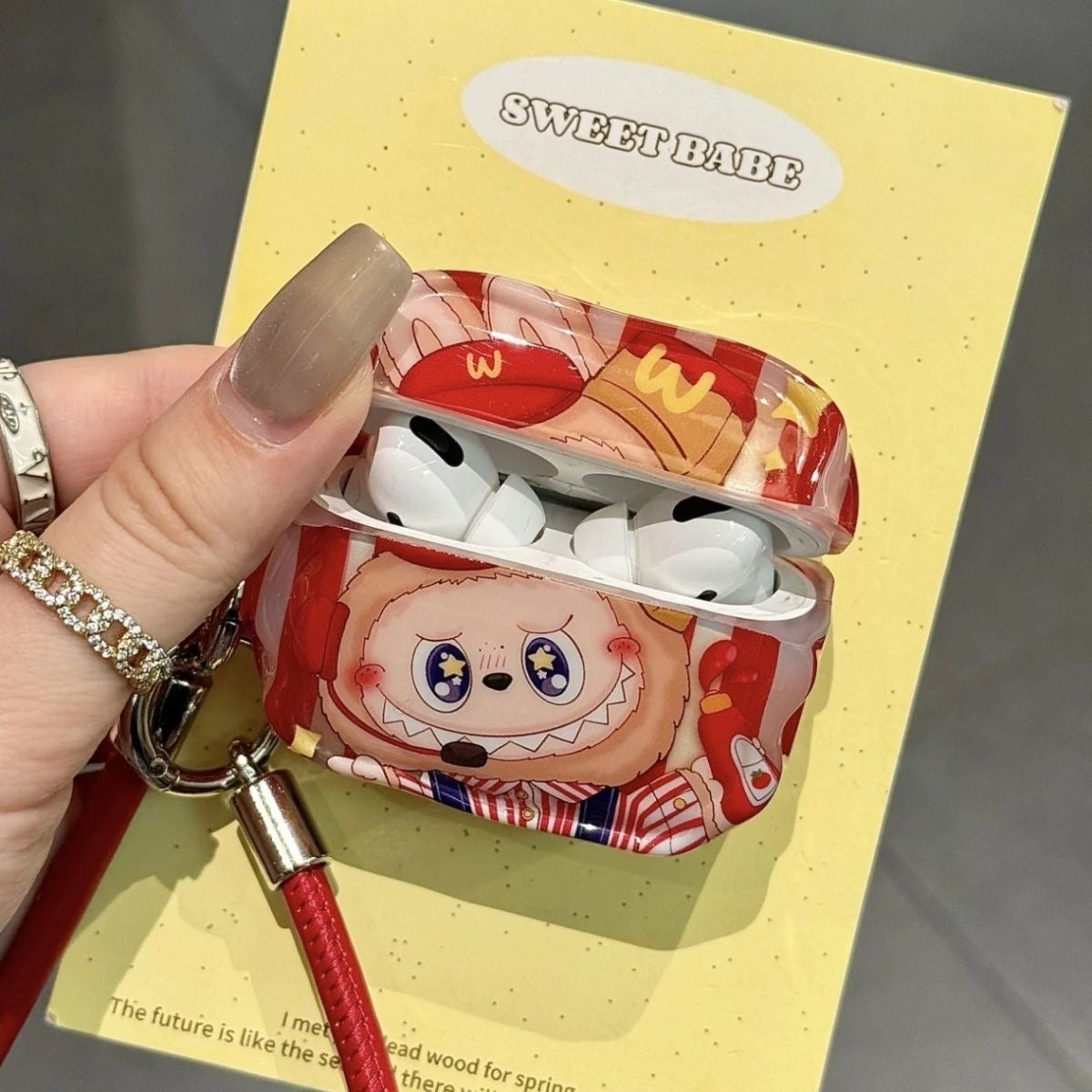 Θήκη AirPods Red Cartoon Labubu