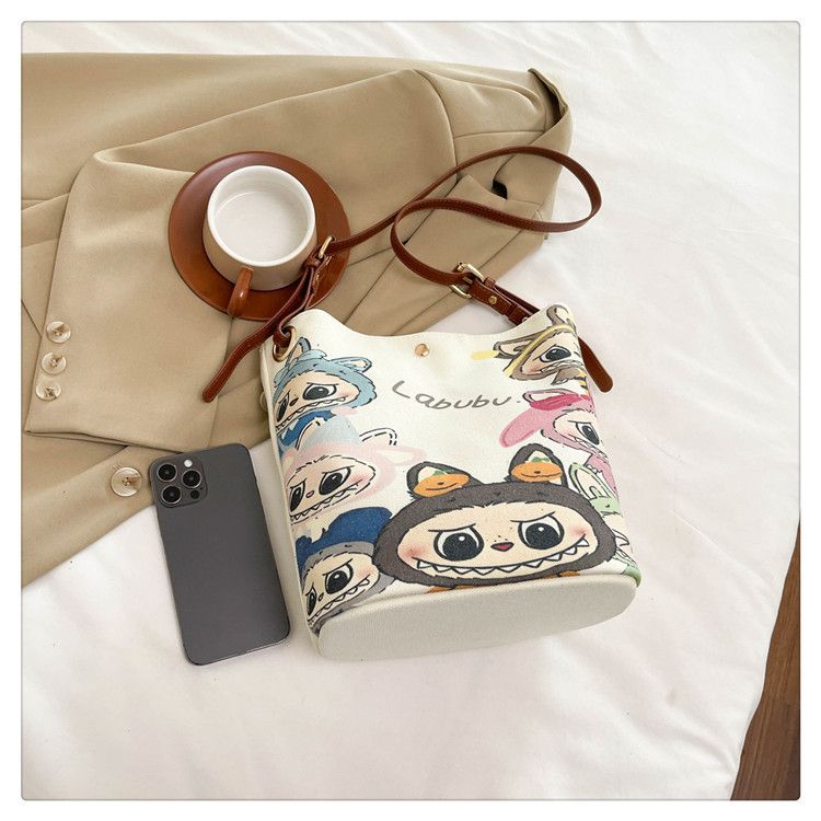 Labubu Cartoon - Printed Bucket Bag A Must - Have for Cute Outings