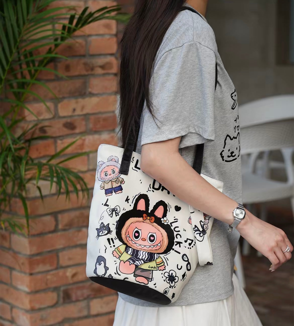 Labubu Bucket Tote Bag