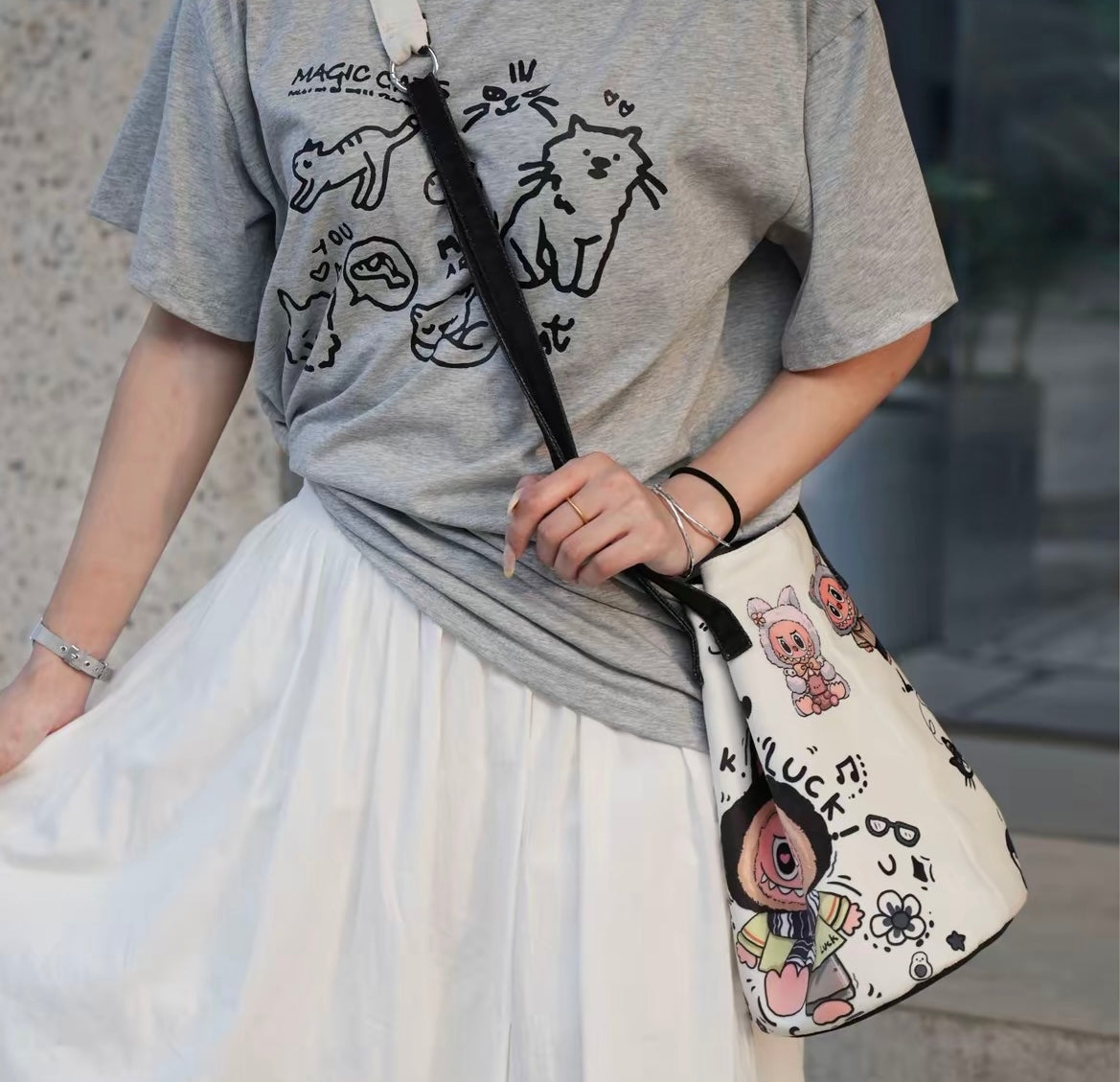 Labubu Bucket Tote Bag