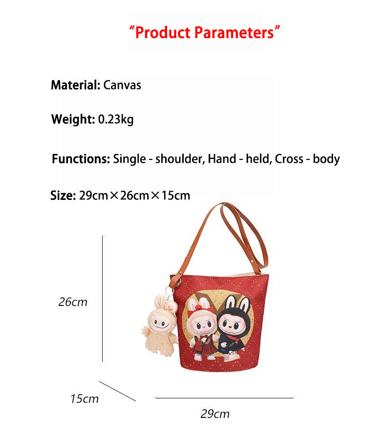 Labubu Canvas Bucket Bag – Stylish & Practical