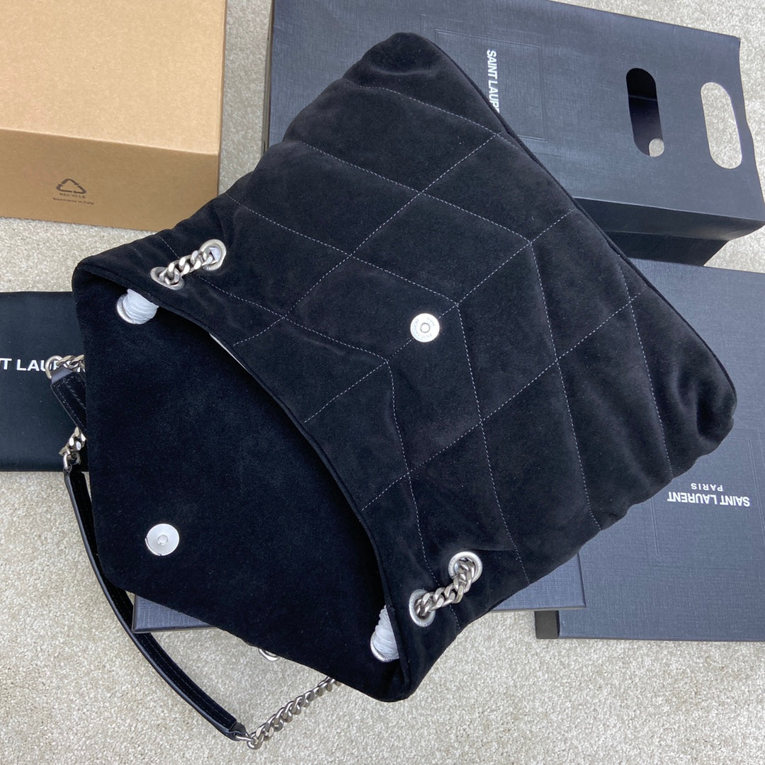 luxury Puffer Suede Black - 29x17x11cm