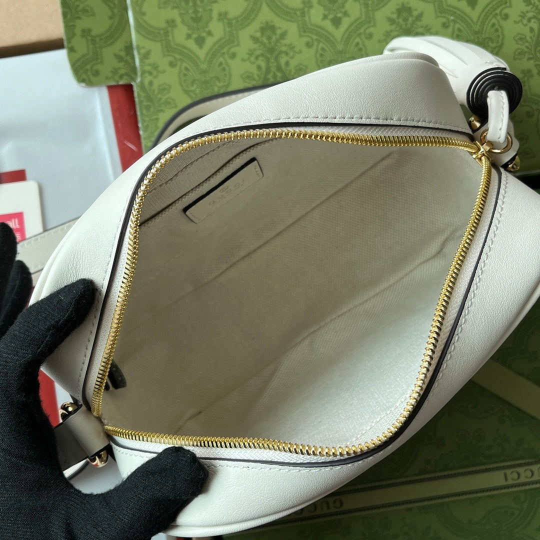luxury Blondie Small Shoulder White Leather Bag - 21x15.5x5cm