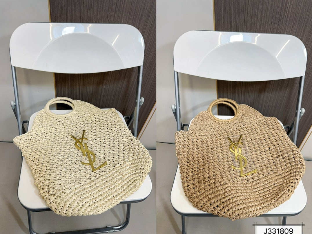 luxury SAINT LAURENT Summer Raffia Tote Bag 41x37cm