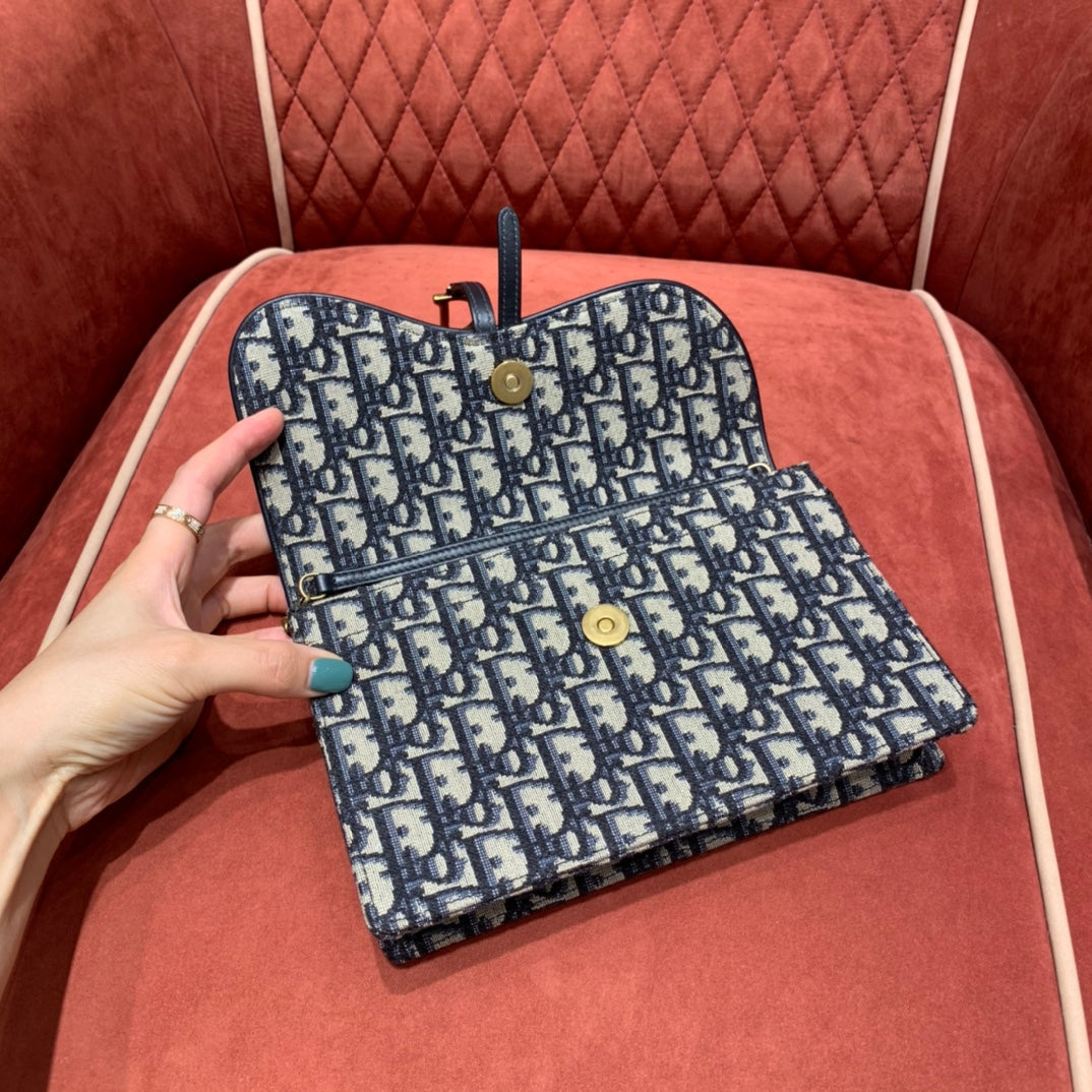 luxury Saddle Pouch Blue luxury Oblique Jacquard - 22 x 14.5 x 4.5 cm