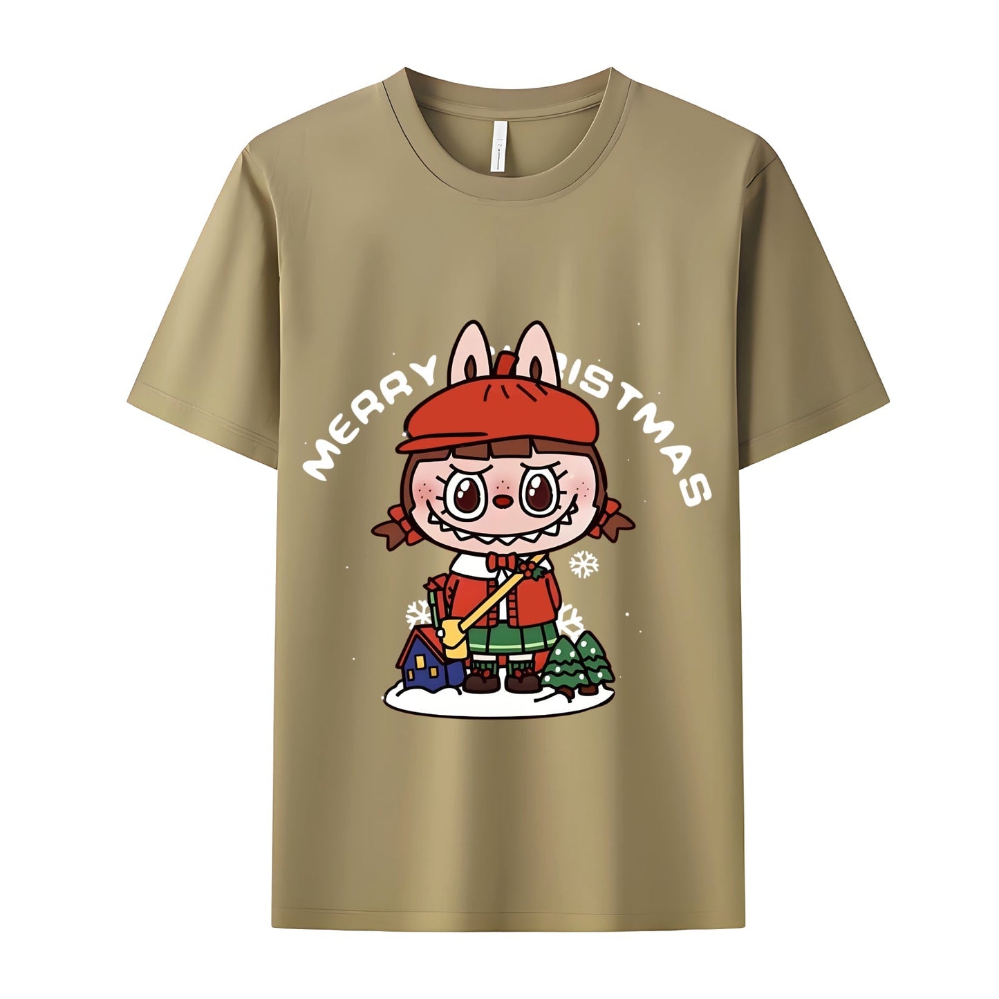 Christmas Labubu The Monsters Crew Neck T-Shirt For Labubu Lover Gifts For Girlfriend