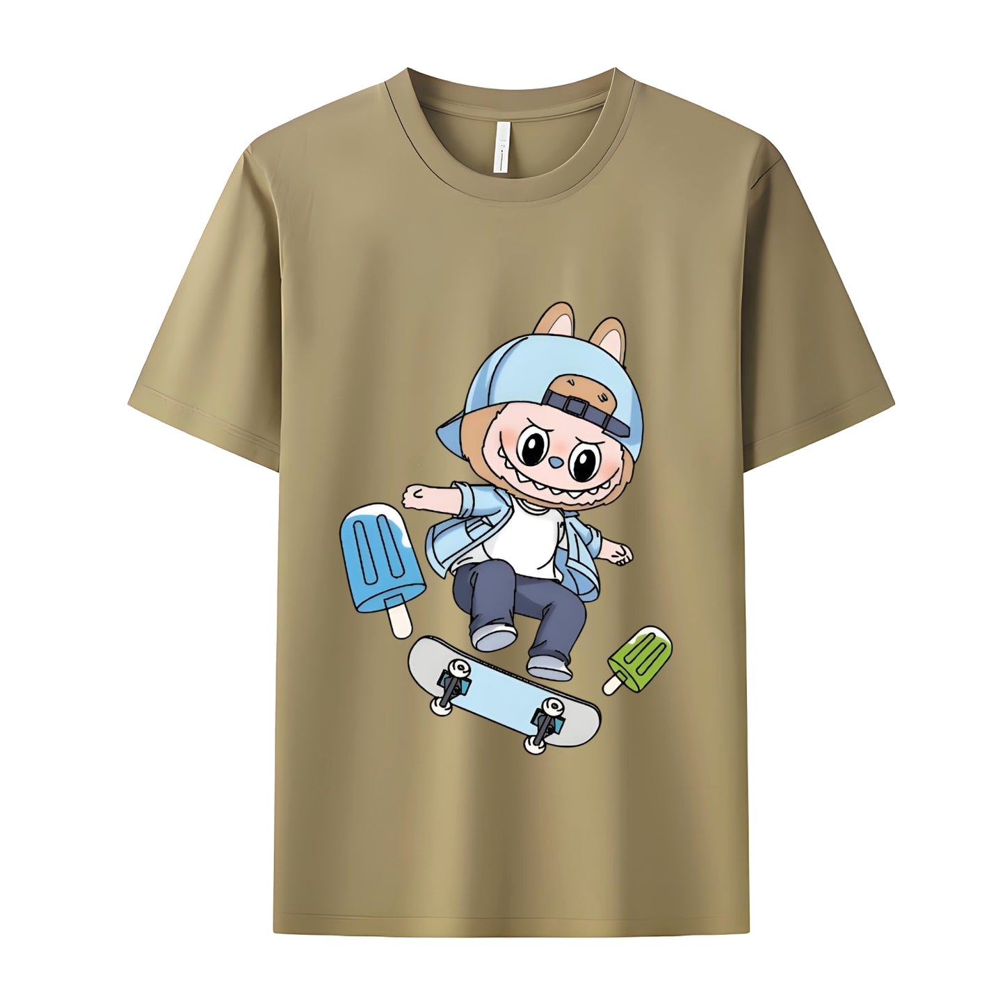 Skater Labubu the Monsters Crew Camiseta para el cuello para los regalos de Labubu Lover para novia