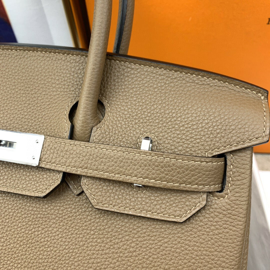 luxury Birkin 30 Togo Etoupe Bag Silver Hardware Handbags (11.8in30cm)