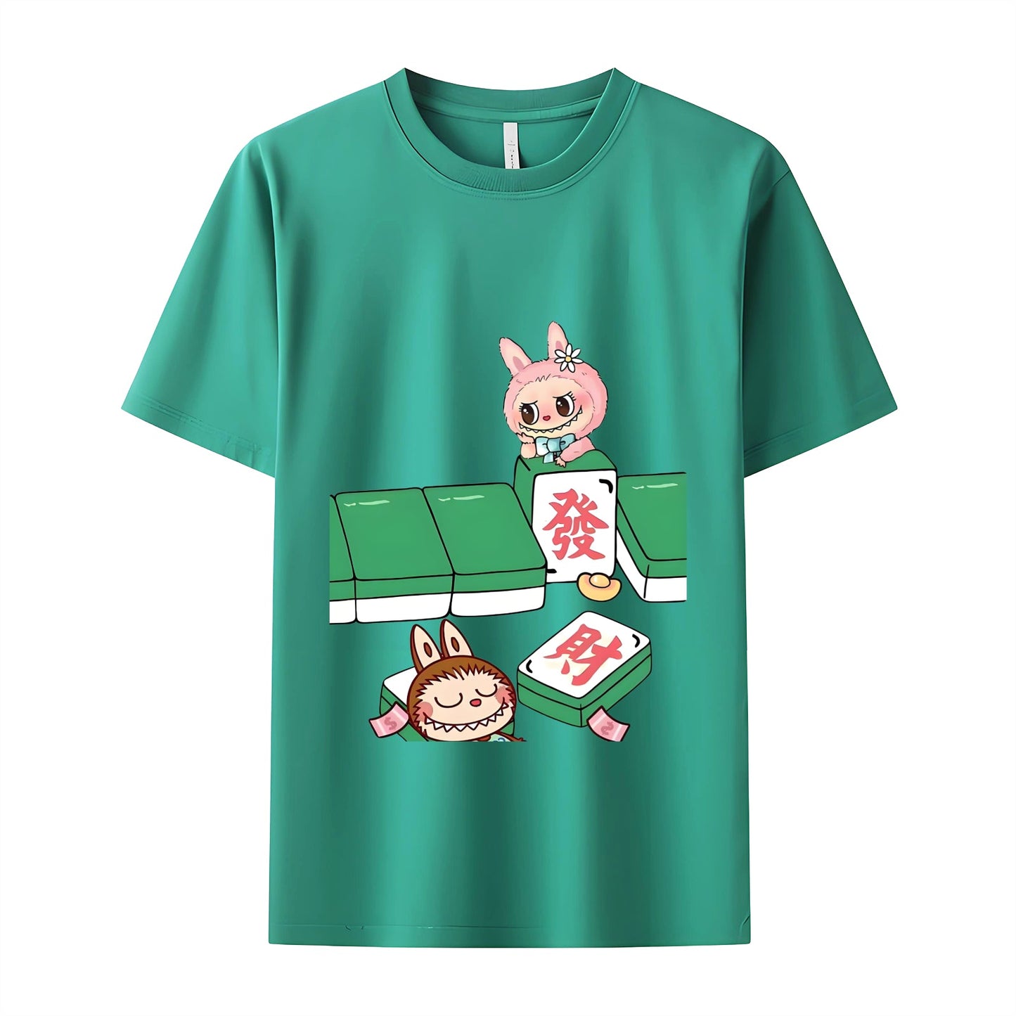 Mahjong Labubu The Monsters Crew Neck半袖TシャツLabubu Lover Gifts for Girlend