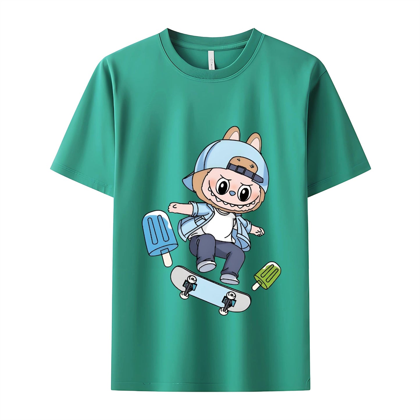 Skater Labubu the Monsters Crew Camiseta para el cuello para los regalos de Labubu Lover para novia