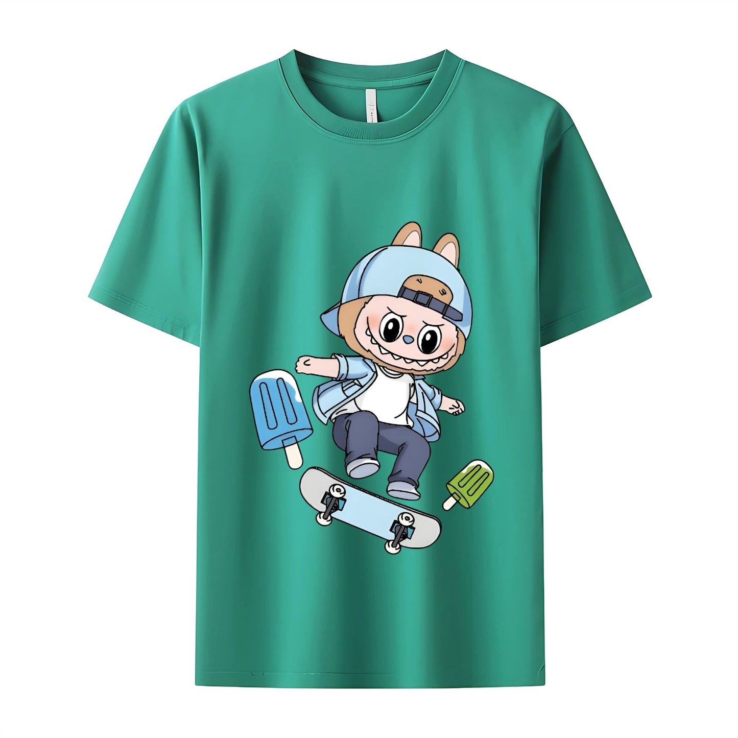 Skater Labubu The Monsters Crew Neck T-Shirt For Labubu Lover Gifts For Girlfriend