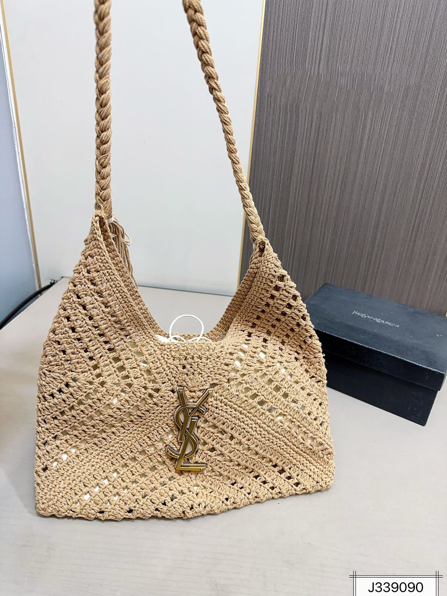 SAINT LAURENT luxury Raffia Tote Bag Beach Casual 37x22cm