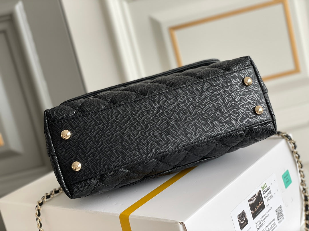 luxury Coco Handle Black Bag Handle Flap Small/Mini Bag Black - 24x14x10cm