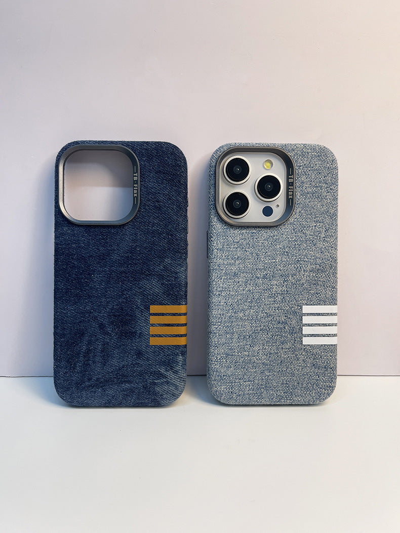 Premium vintage linen fabric magnetic phone case for iPhone