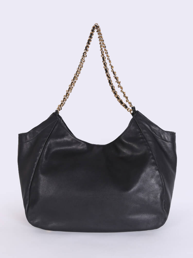 luxury Vitello Soft Chain Handle Shoulder Bag Nero 48 x 33 x 20cm