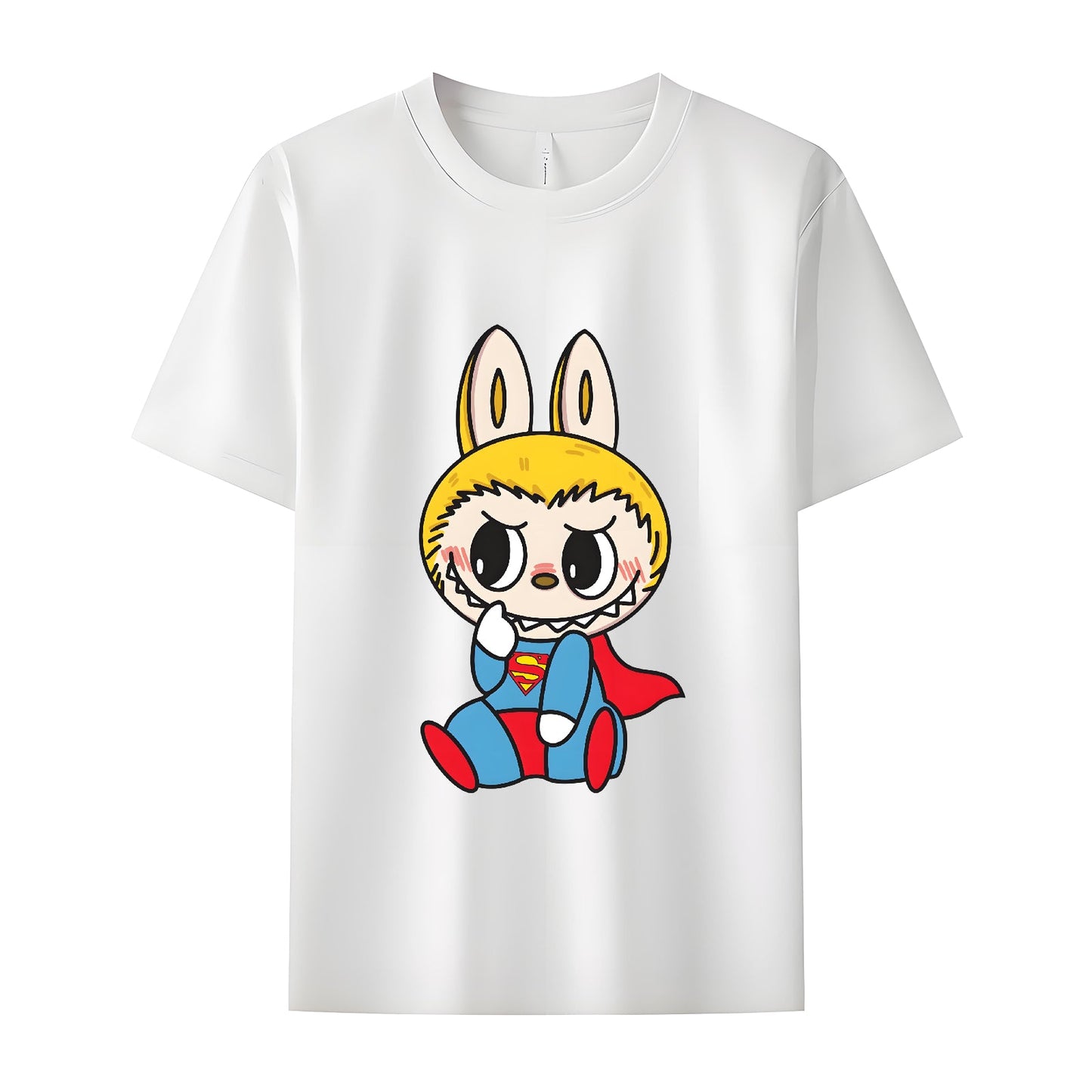 Super Labubu The Monsters Crew Teck Camiseta de manga corta para regalos de amantes de Labubu para novia