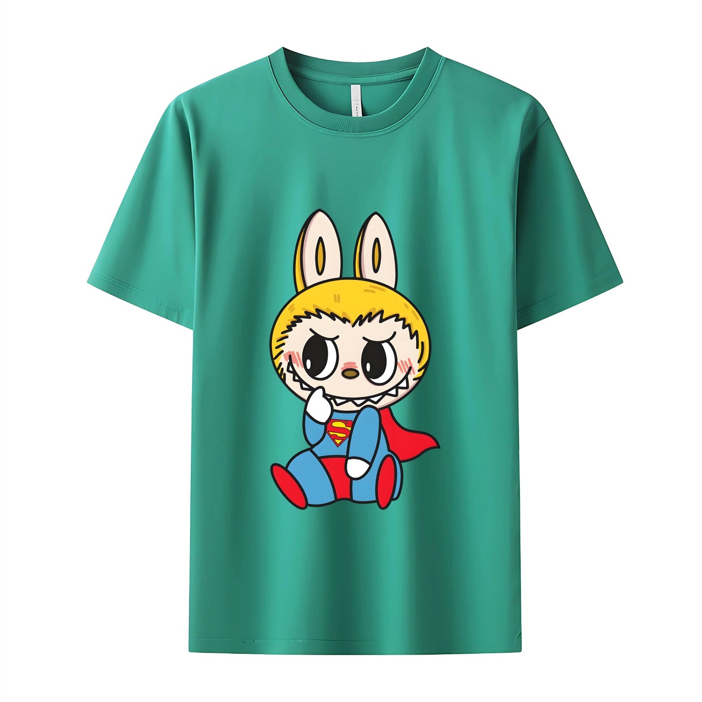 Super Labubu The Monsters Crew Teck Camiseta de manga corta para regalos de amantes de Labubu para novia