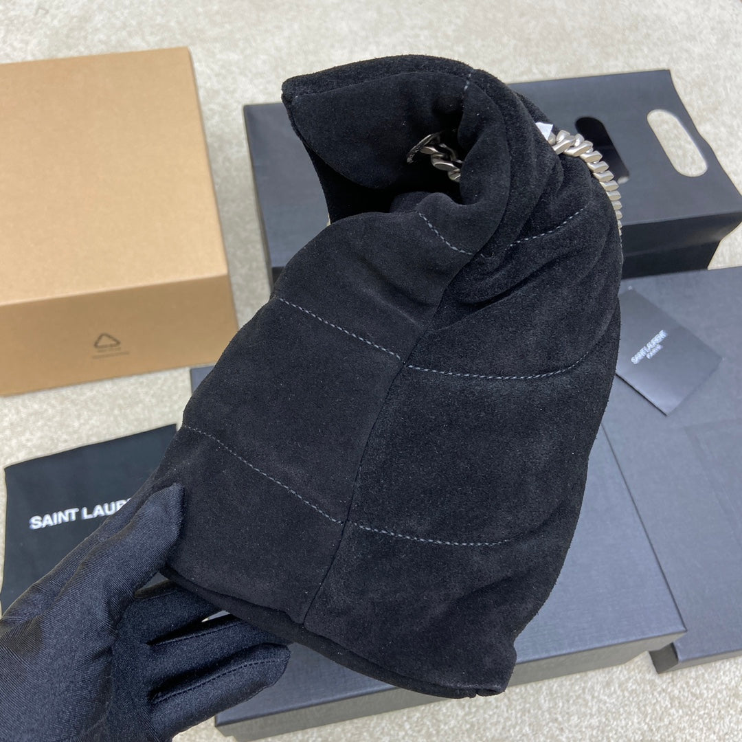 luxury Puffer Suede Black - 29x17x11cm