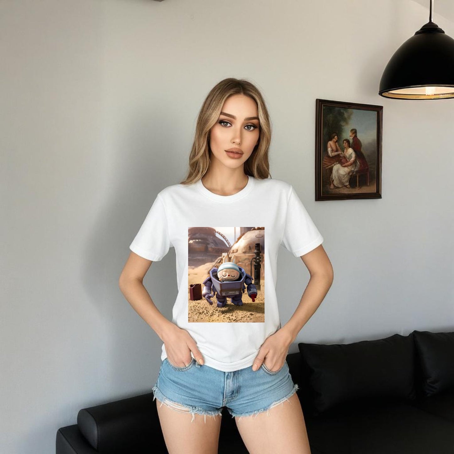 Space Labubu T-shirt Monsters Crew SCICT dla Labubu Lover