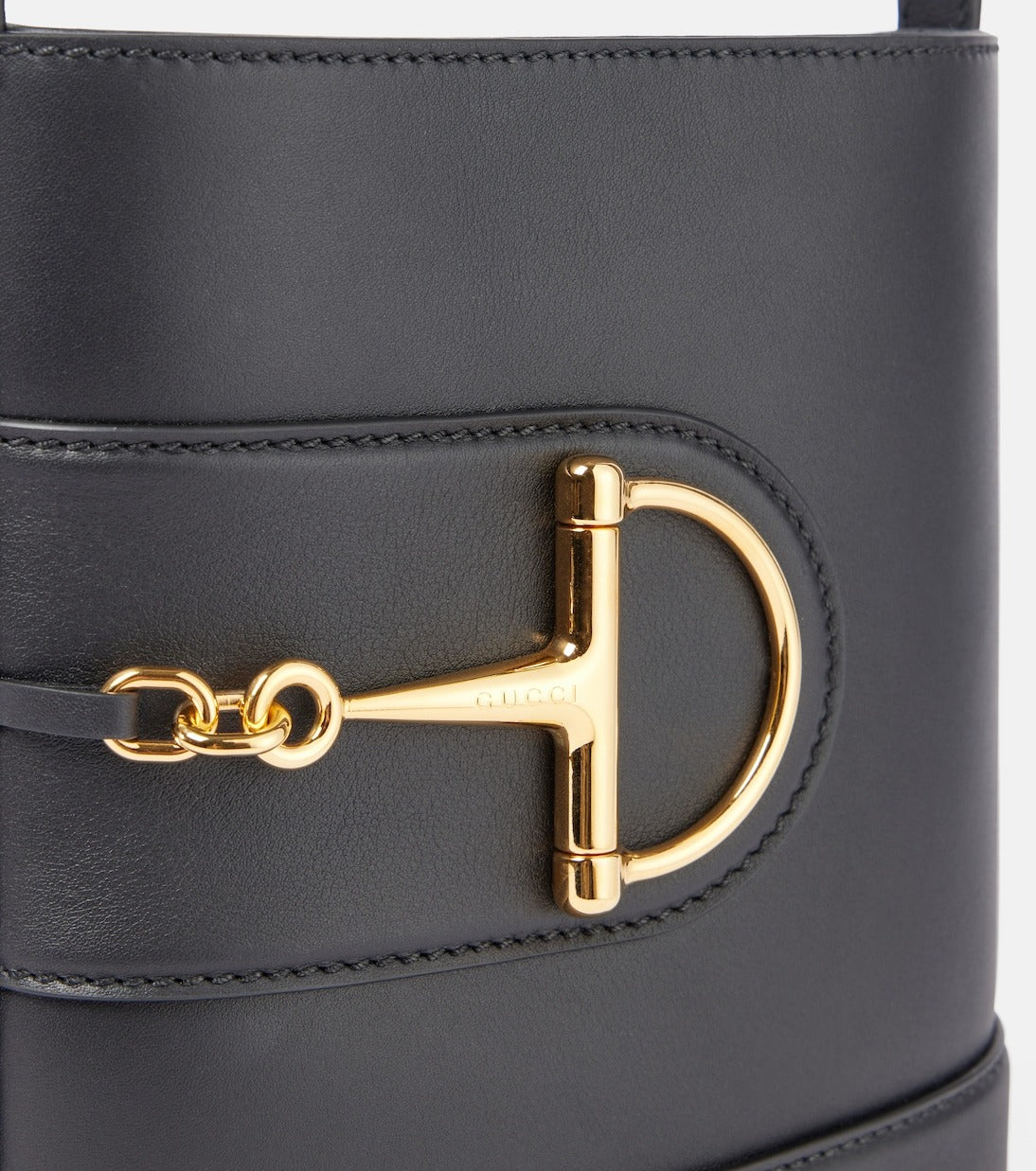 luxury small horsebit embellished leather bucket bag