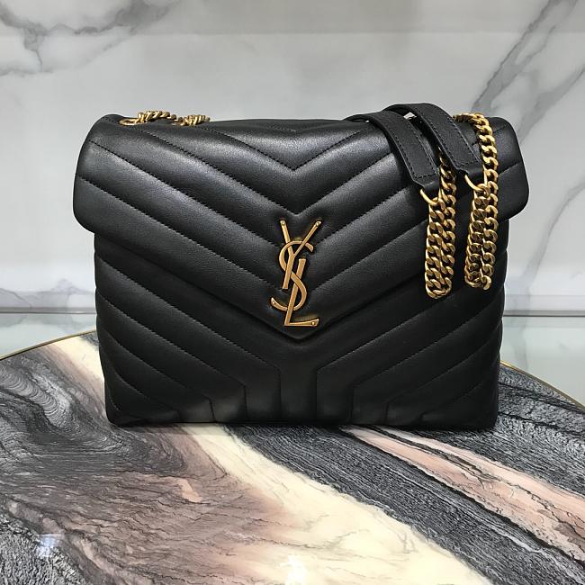 luxury Medium 32 Loulou Bag Black in Gold 32x22x11cm